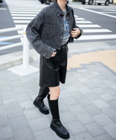 WEGO ヴィンテージウォッシュデニムショートシャツ