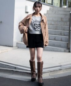 WEGO 【ユニセックス着用ITEM/MLサイズ展開】フェイクスウェードロゴスウィングトップ