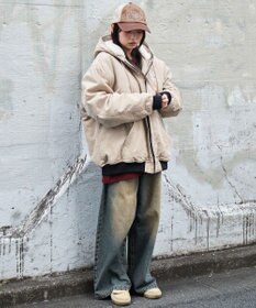 WEGO 【ユニセックス着用ITEM/MLサイズ展開】ワーカーズボアフードブルゾン