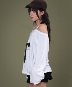 WEGO オフショルダークロスロゴトップ