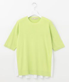 自由区 【洗える】ハイツイストコットンアセテート バックデザイン プルオーバーニット