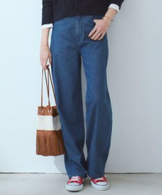 【WEB限定/洗える】23区DENIM ライトダンガリー ワイドパンツ, スカイブルー, 36