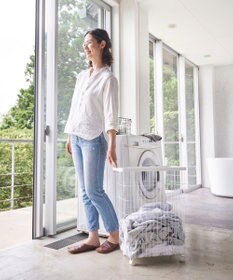 tower ランドリーバスケット タワー キャスター付き  ホワイト