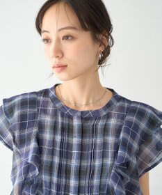 earth music&ecology チェックラッフルブラウス