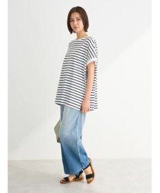 Green Parks インド綿 フレンチスリーブ前後差カットプルオーバー