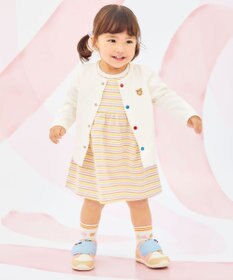 MIKI HOUSE HOT BISCUITS 【80-120cm】【Everyday Series】天竺素材 ワンポイントカーディガン