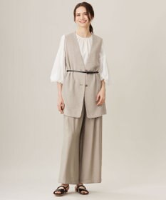 自由区 L 【洗える】ライトカラミミドル丈 ジレ