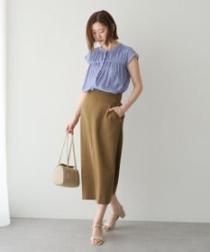 YECCA VECCA <<接触冷感>>フレンチスリーブギャザーブラウス