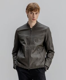 JOSEPH HOMME 新素材【シャツ感覚で羽織れる軽さ】シュリンクエアレザー　ブルゾン ダークグリーン系