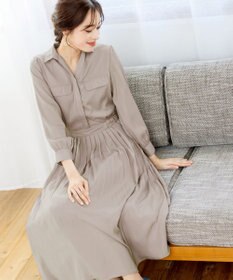 Tiaclasse L 【洗える】ヴィンテージサテンシャツワンピース