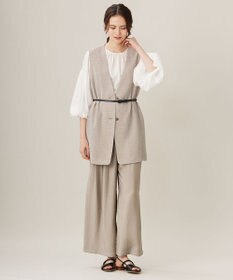 自由区 【洗える】ライトカラミミドル丈 ジレ