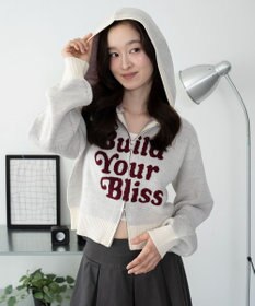 WEGO グラフィックジャガードニットZIPパーカー