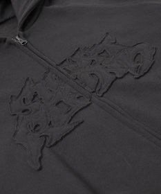 WEGO 【ユニセックス着用ITEM】ダメージアップリケレイヤードZIPパーカー