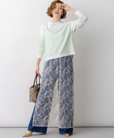 23区 Armo-lux パネルボーダー クロップド カットソー