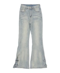 WEGO デザインスリットストレッチフレアデニム