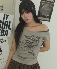 WEGO サイドギャザーレイヤードオフショルT