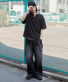 WEGO 【ユニセックス着用ITEM/MLサイズ展開】ワッフルヘンリーネックT（SS）