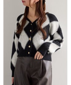 Te chichi アーガイルジャガードVネックカーディガン