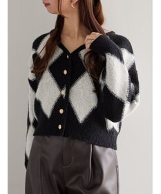 Te chichi アーガイルジャガードVネックカーディガン