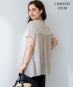 23区 L 【Lサイズ限定/洗える】スカーフプリントコンビ バックフレア カットソー