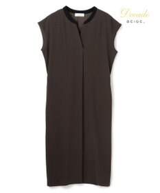 BEIGE， 【セットアップ対応】CINDY / 配色ネック フレンチドレス Brown ×Black