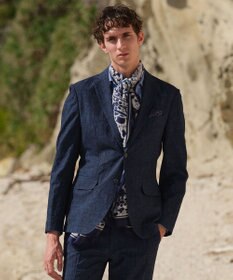 JOSEPH ABBOUD 【ストレッチ・洗える・軽量・防しわ・速乾・エコ撥水】ライトウェーブ ジャケット ブルー系1