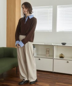 WEGO 【ANGIE VINTAGE】シャツ襟 ドッキング　フェイクレイヤード ニット トップス