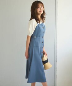 Feroux 【洗える】サイドベルト ジャンパースカート