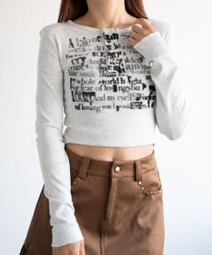 WEGO ヘンリーネックグラフィックピチトップス