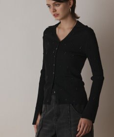 GRACE CONTINENTAL ビジューリブニットトップ