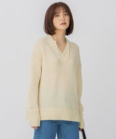 23区 【洗える】ブークレ Vネック ニット