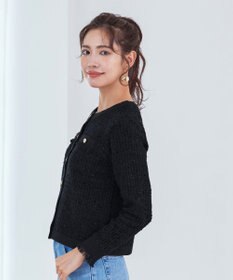 Tiaclasse 【洗える】ツイードニットカーディガン