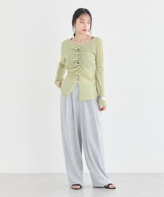 earth music&ecology 【予約】シアーワッフルタックボタントップス