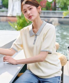 Tiaclasse L 配色ニットポロトップス