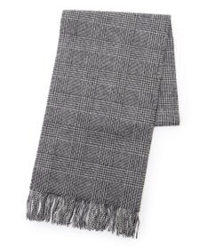 J.PRESS MEN リバーシブルカシミヤ チェックマフラー ライトグレー系3
