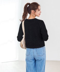 Tiaclasse 【洗える】ツイードニットカーディガン