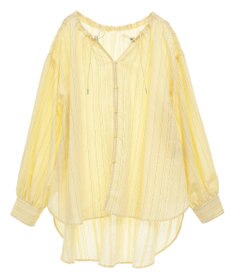 Green Parks ドロストネックシアーストライプチュニック