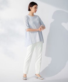 自由区 【洗える】ハイツイストコットンアセテート バックデザイン プルオーバーニット