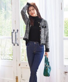 Tiaclasse 【洗える】ツイードニットカーディガン