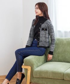 Tiaclasse 【洗える】ツイードニットカーディガン