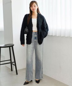 WEGO 【2025秋冬新作/ユニセックス着用ITEM/SMLサイズ展開】フェザーニットカーディガン