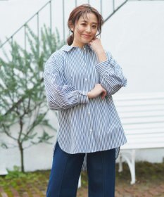 Feroux 【洗える】カラーストライプビッグ シャツ