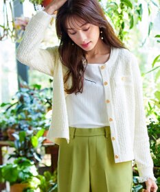 Tiaclasse 【洗える】ツイードニットカーディガン