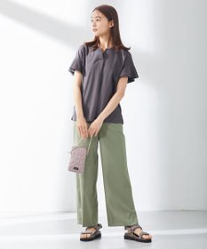 J.PRESS LADIES 【洗える】マイクロタイプライターストレッチ セミワイド パンツ