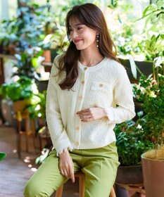 Tiaclasse 【洗える】ツイードニットカーディガン