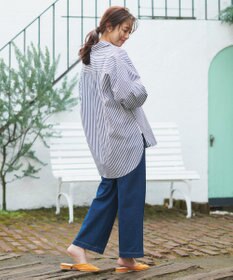 Feroux 【洗える】カラーストライプビッグ シャツ