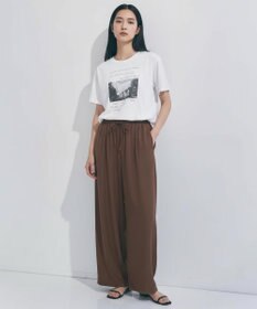 UNFILO 【ウエストゴム】ライトフィブリル バルーンパンツ ブラウン