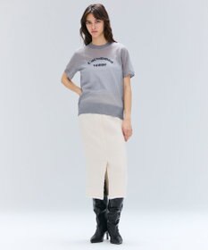 BEIGE， MULLIN / ウールツイードフロントベントスカート