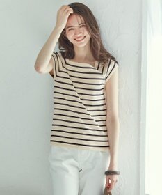 23区 L 【SLOW/一部店舗限定】ミドルフライスジャージー キャップスリーブカットソー ブラック系1