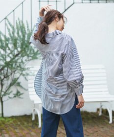 Feroux 【洗える】カラーストライプビッグ シャツ